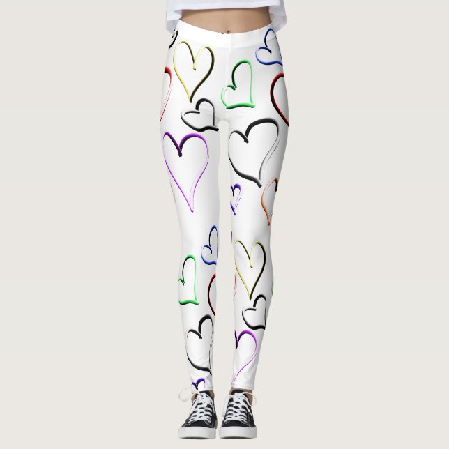 Leggings Motif de cœurs colorés (Devant)