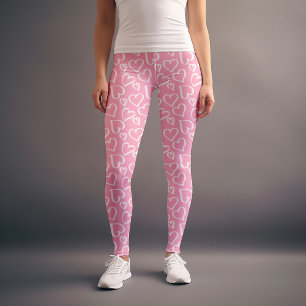 Leggings Motif de Coeurs de Scribbled rose