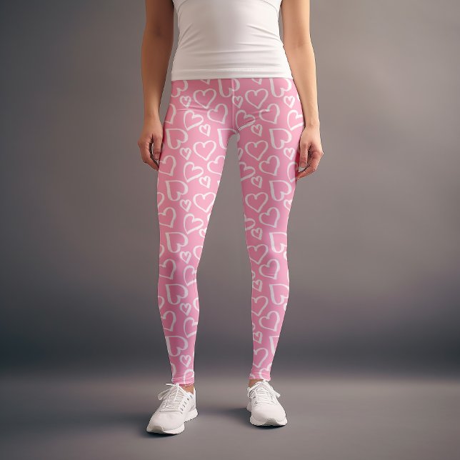 Leggings Motif de Coeurs de Scribbled rose (Créateur téléchargé)