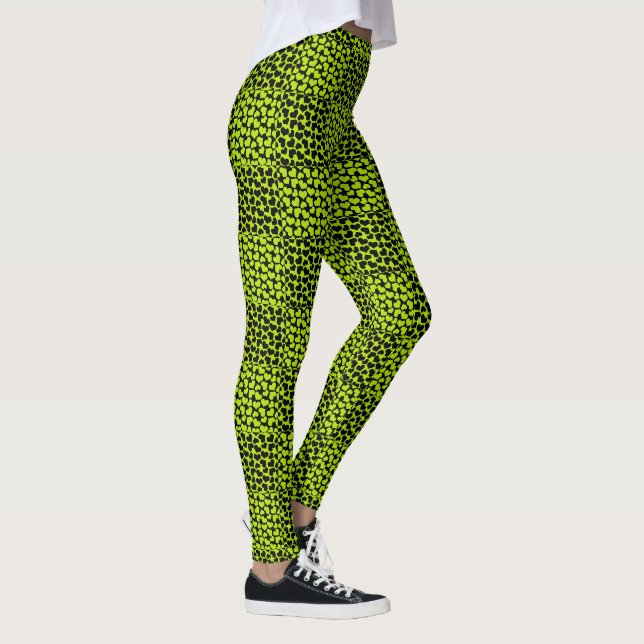 Leggings Motif de coeurs de tableau de bord en Lime Green (Droite)