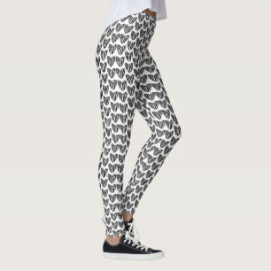 Leggings Motif de Coeurs Élégants Monochrome