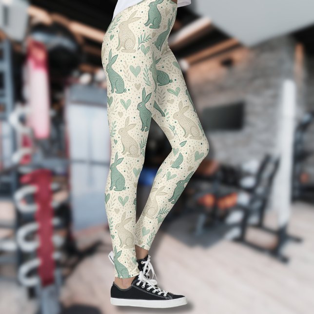 Leggings Motif de cœurs et silhouettes de lapins simples vi (Créateur téléchargé)