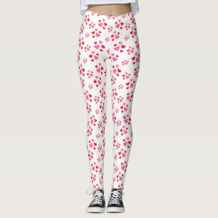 Leggings Motif De Coeurs Rouge Et Rose