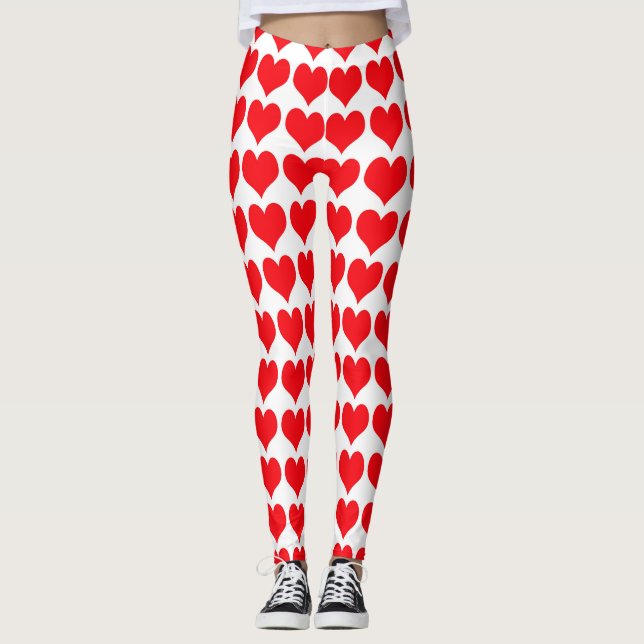 Leggings Motif de cœurs rouges et blancs (Devant)