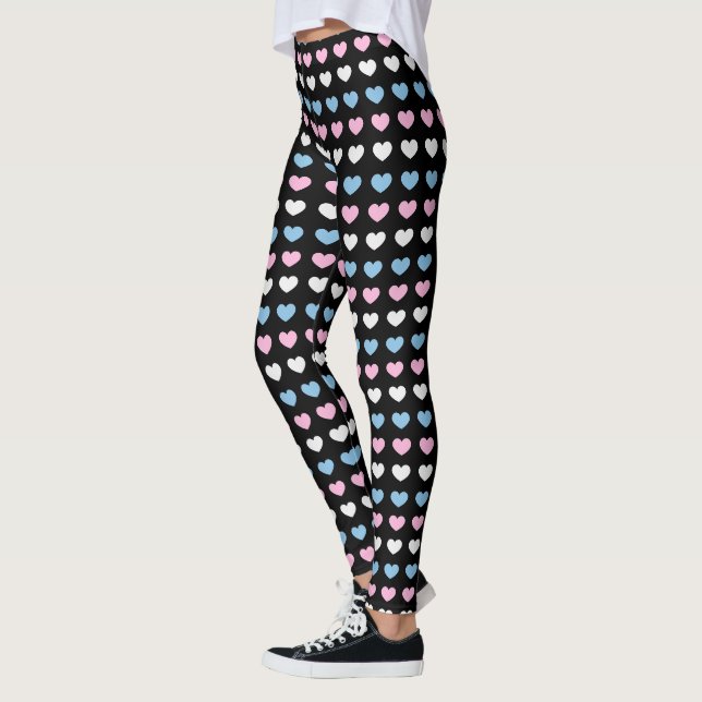 Leggings Motif de cœurs transgenres (Gauche)