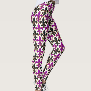Leggings Motif de conception de fleur de lis baroque noir v
