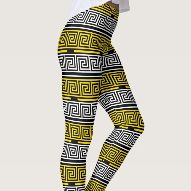 Leggings Motif de conception de frise à clé grecque jaune b (Créateur téléchargé)