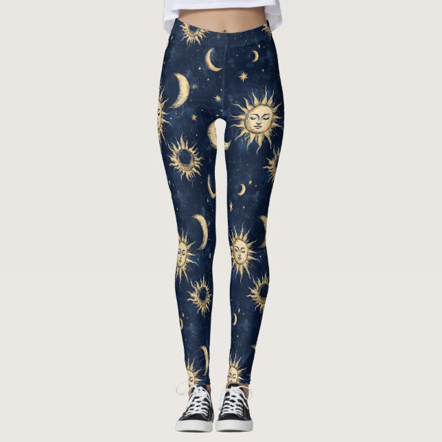 Leggings Motif de conception de lune Sun et Crescent (Devant)