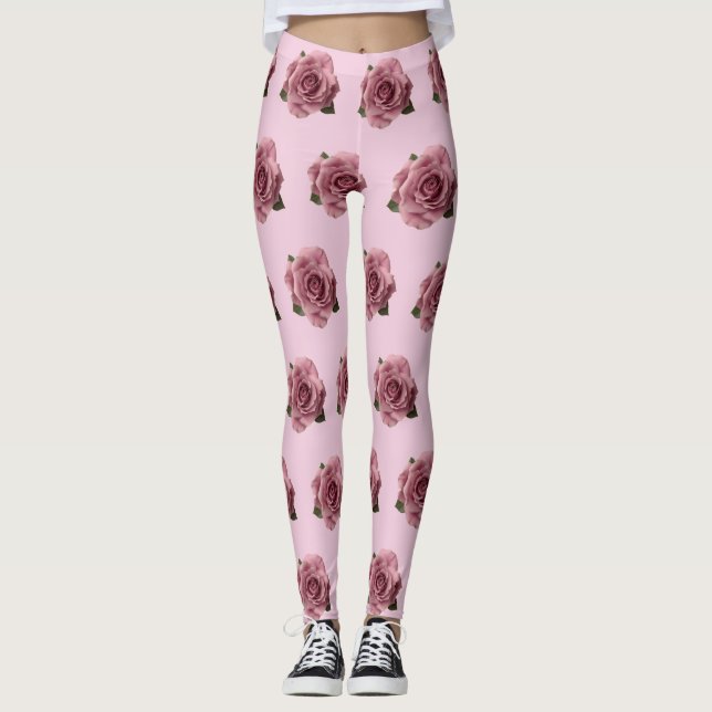 Leggings Motif de conception de rose rose minimal (Devant)