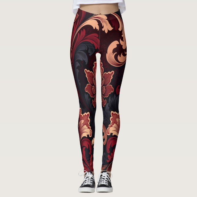 Leggings Motif de conception de spirale florale baroque lux (Devant)