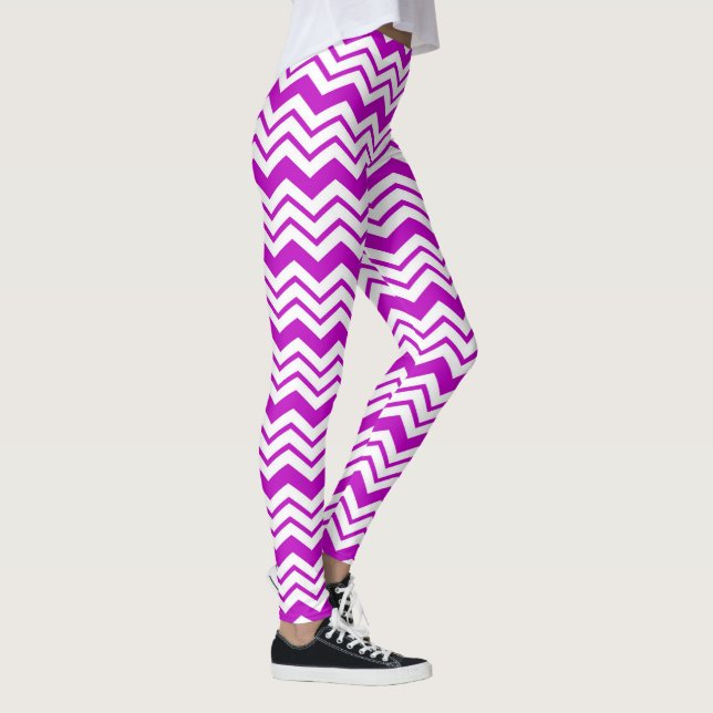 Leggings Motif de conception de zigzag chevron blanc violet (Droite)