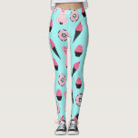 Leggings Motif de cône de crème glacée à la menthe rose<br><div class="desc">Ce motif mignon et amusant est parfait pour une femme ou une fille branchée et élégante. Il présente des illustrations de cochon, de beignets et de cônes de crème glacée noirs, rose bubblegum, ainsi que des illustrations de cochon, beignets et beignets noirs dessinés à la main sur un arrière -...</div>