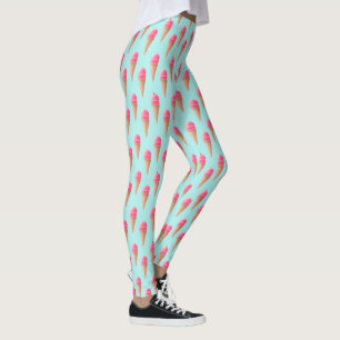 Leggings Motif de cône de crème glacée aux fraises roses, b