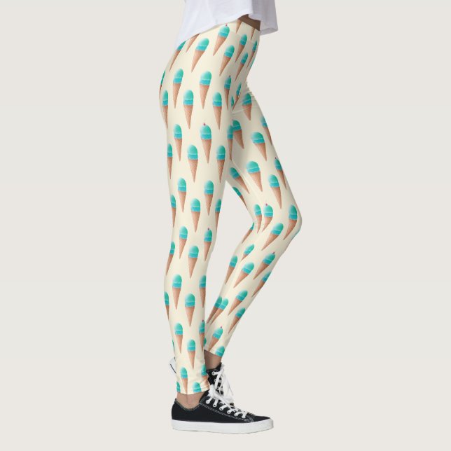 Leggings Motif de cône de glace bleu, jaune clair (Droite)