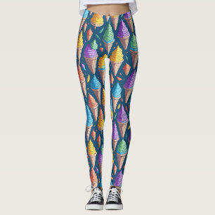 Leggings Motif de cône de glace coloré amusant et dessert s