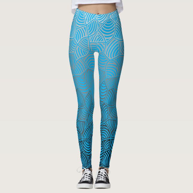 Leggings Motif de coque.04.w. Bleu BG (Devant)