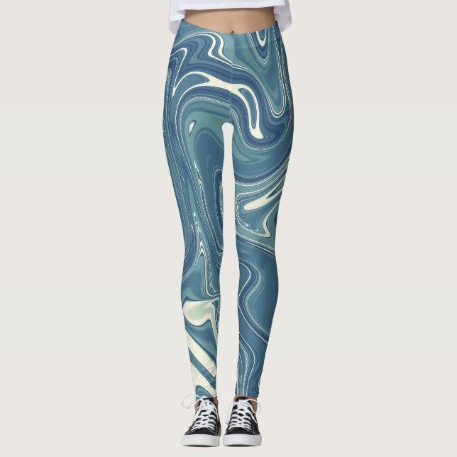 Leggings motif de couleur bleu et gris (Devant)