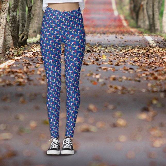 Leggings Motif de couleur géométrique simple bleu (Créateur téléchargé)