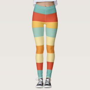 Leggings Motif de couleur rétro rayé