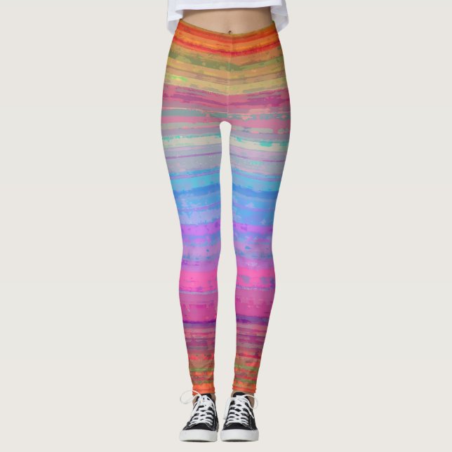 Leggings Motif de couleurs de néon rétro (Devant)