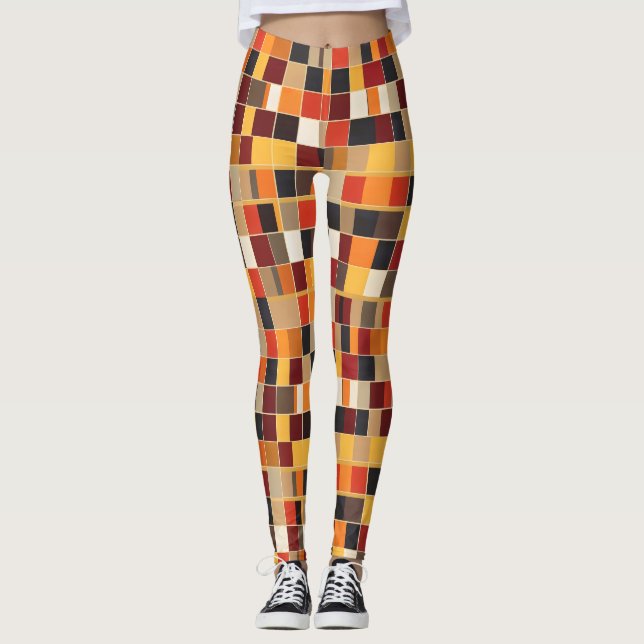 Leggings Motif de couleurs géométriques chaudes (Devant)
