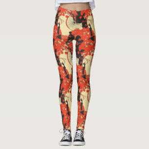 Leggings Motif de couple de kimono romantique Sakura (5)