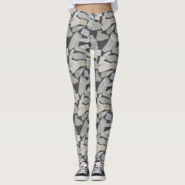 Leggings Motif de coupure de journaux 01x4.b DGrey (Devant)
