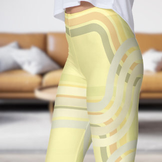 Leggings Motif de courbes de crème jaune chic