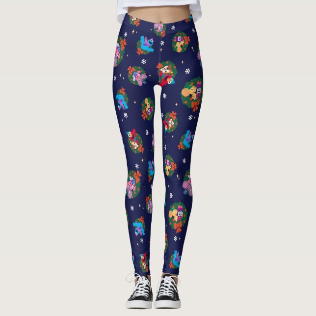 Leggings Motif de couronnes de Noël de la rue Sesame (Devant)