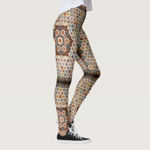 Leggings Motif de courtepointe en peigne de miel - Art popu