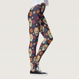 Leggings Motif de crâne à sucre coloré