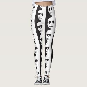 Leggings Motif de crânes blancs et noirs