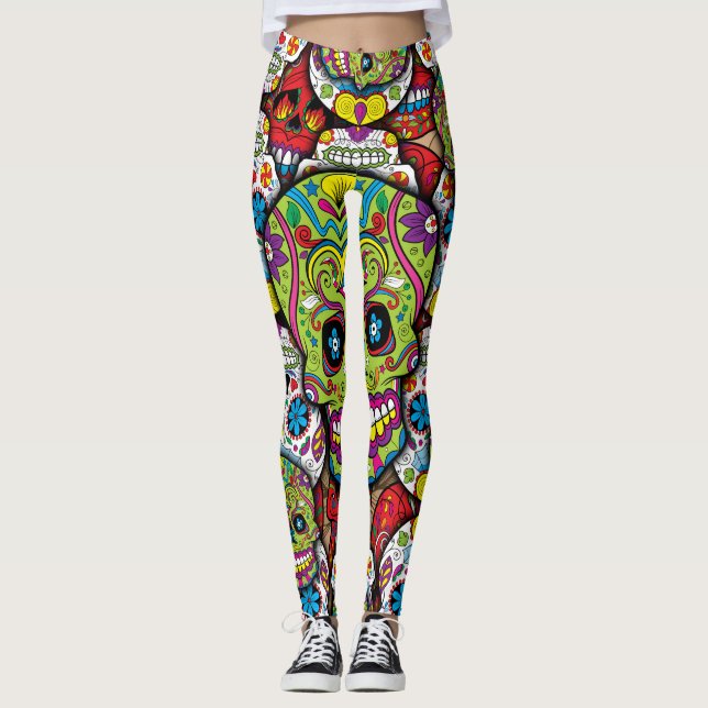 Leggings Motif de crânes de sucre (Devant)