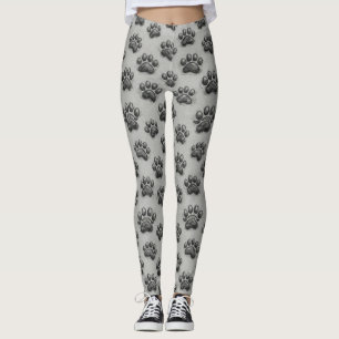 Leggings Motif de croquis d'empreinte de patte minimaliste 