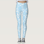 Leggings Motif de Damas orné bleu clair<br><div class="desc">Élégants,  ornés et uniques leggings qui présentent des motifs de damas floral bleu clair. D'autres couleurs sont disponibles.</div>