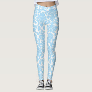 Leggings Motif de Damas orné bleu clair