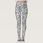 Leggings Motif de Damas Orné Floral Gris Léger<br><div class="desc">Élégants,  ornés et uniques leggings qui présentent un motif floral gris clair damassé. D'autres couleurs sont disponibles.</div>