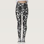 Leggings Motif de Damas ornées florales noires et blanches<br><div class="desc">Élégants,  ornés et uniques leggings qui présentent un motif damassé floral noir et blanc. D'autres couleurs sont disponibles.</div>