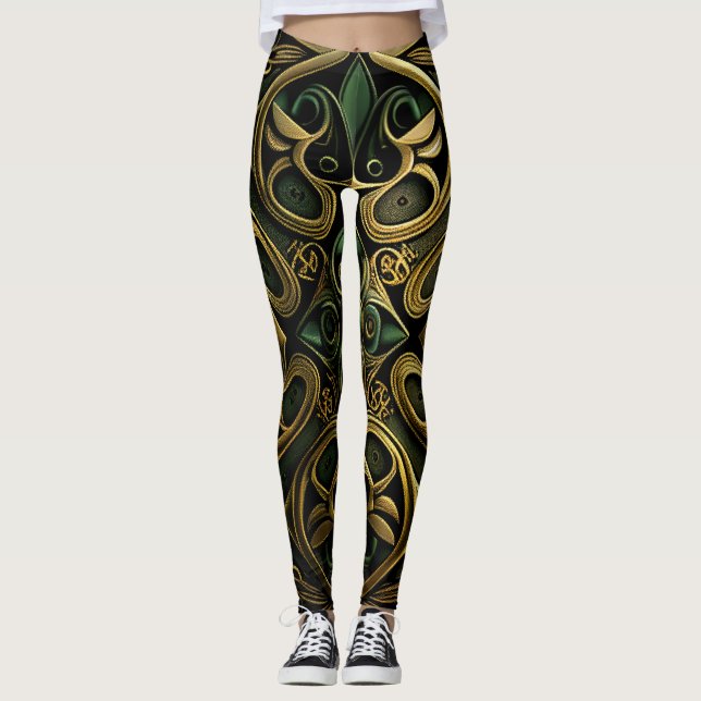Leggings Motif de décoration en bronze vert (Devant)