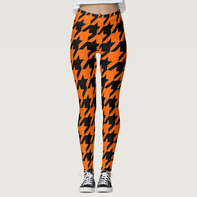 Leggings Motif de dents Orange noir (Devant)