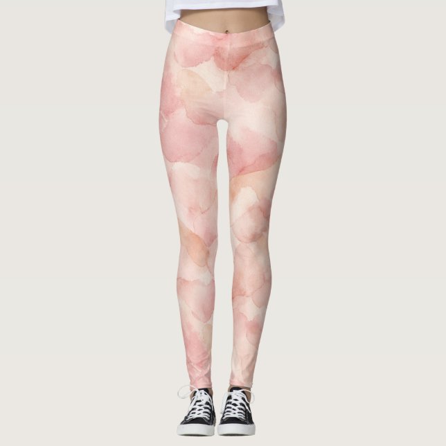 Leggings Motif de design abstrait moderne rose tendre (Devant)