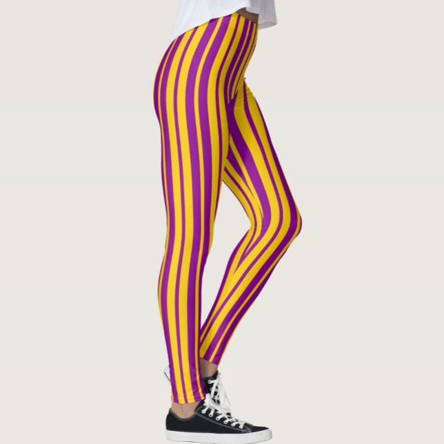 Leggings Motif de design de rayures élégantes jaune violet  (Créateur téléchargé)
