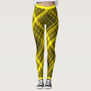 Leggings Motif De Diagonal Madras Vert Et Noir