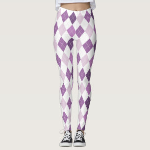 Leggings Motif de diamant blanc violet