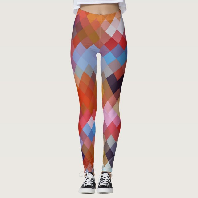 Leggings Motif de diamant moderne géométrique coloré #11 (Devant)