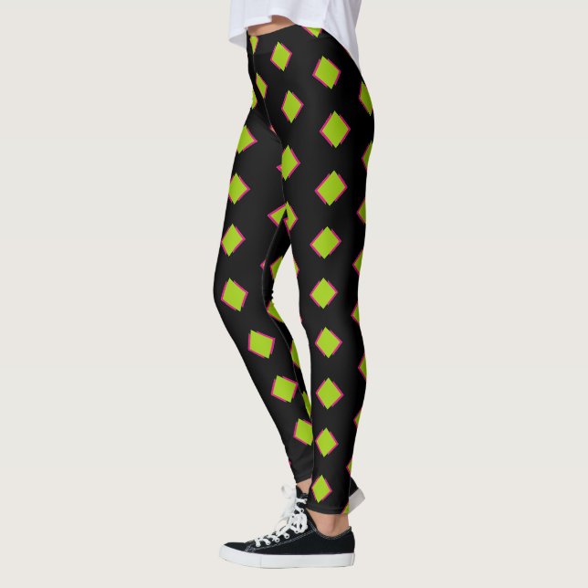 Leggings Motif de diamants verts Abstrait (Gauche)