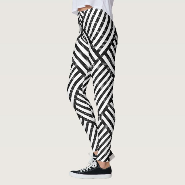 Leggings Motif DE DIAMONDE NOIR ET BLANC D'ORIGINE (Gauche)