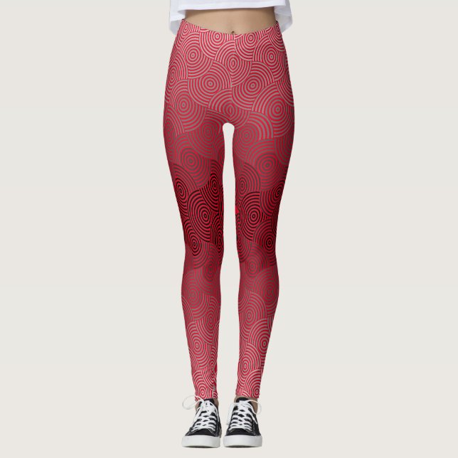 Leggings Motif de disque 02.Gray Red BG (Devant)