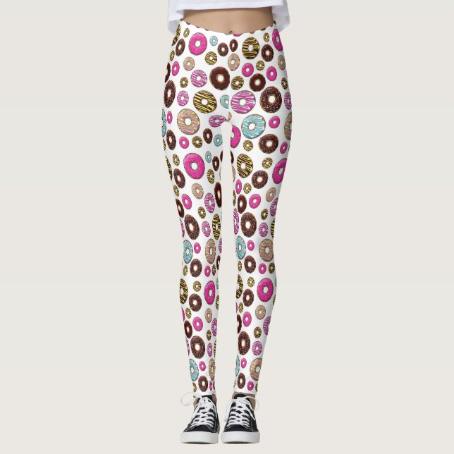 Leggings Motif De Donuts, Donuts Colorés, Saupoudrages (Devant)
