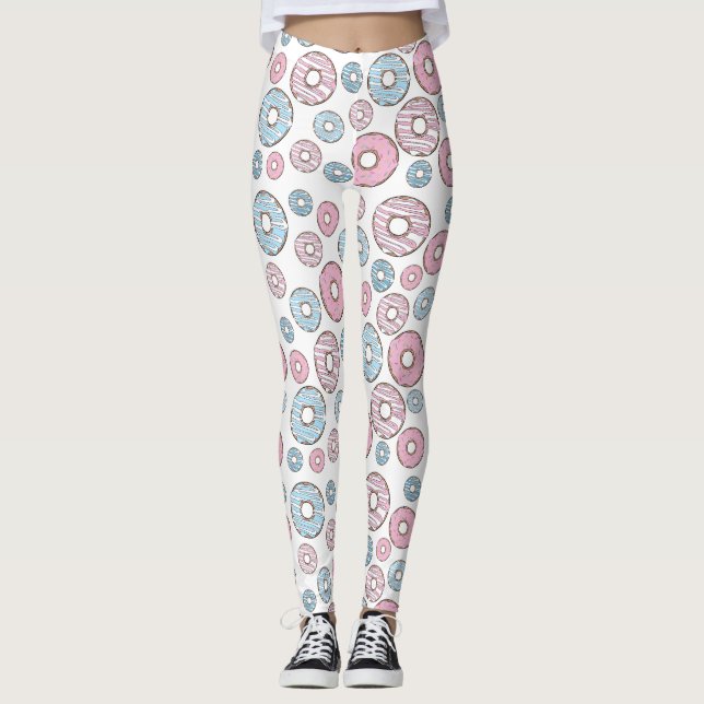Leggings Motif De Donuts, Donuts Roses, Donuts Bleus (Devant)